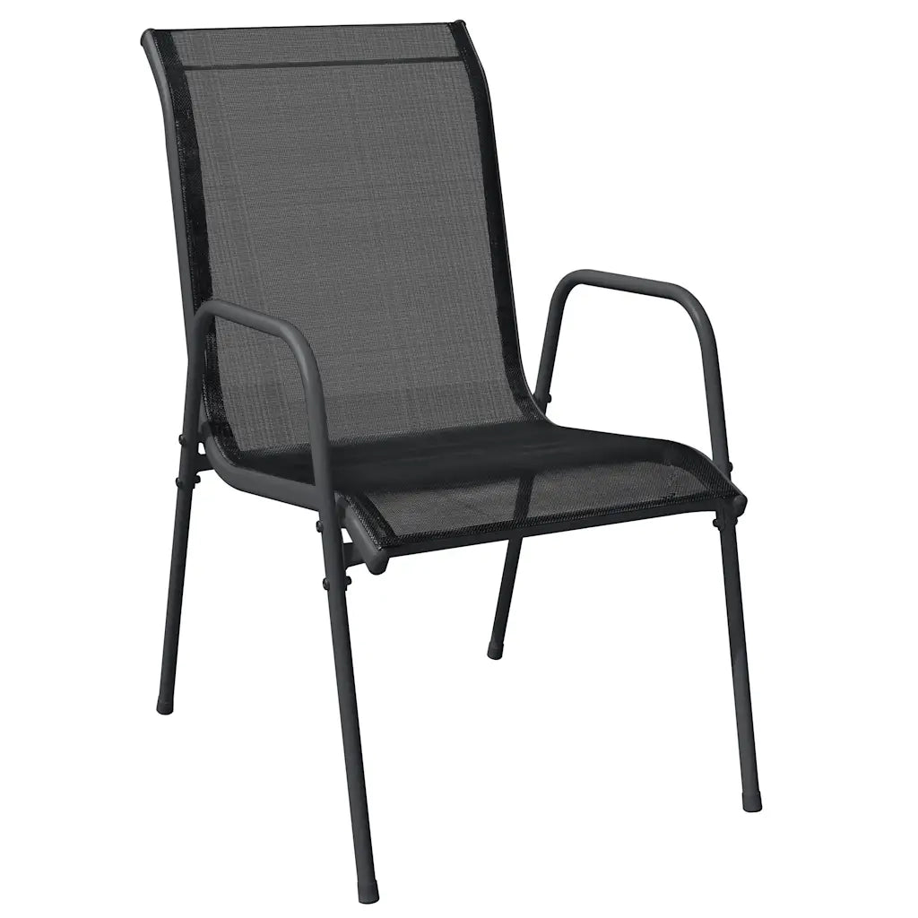 Set da Pranzo da Giardino 7 pz Nero in Acciaio e Textilenecod mxl 101226