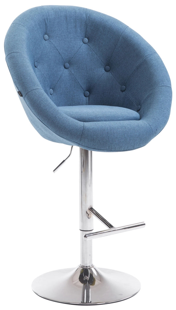 Sgabello da bar London V2 in tessuto blu,cromo