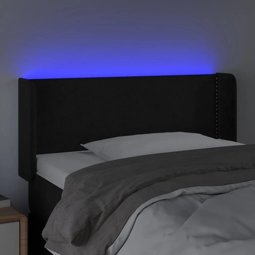 Testiera a LED Nera 103x16x78/88 cm in Velluto 3123140