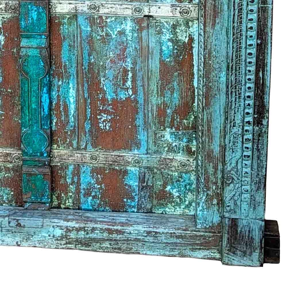 Porta in legno marrone con finitura artigianale, 126x12x198 cm h