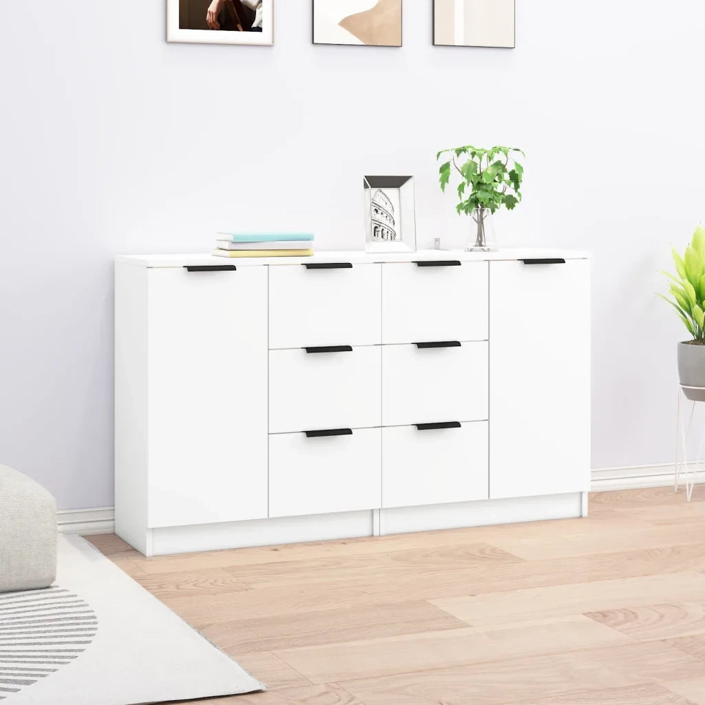 Credenze 2 pz | Madia | Buffet da pranzo | Armadio da pranzo Bianche 60x30x70 cm in Legno Multistrato