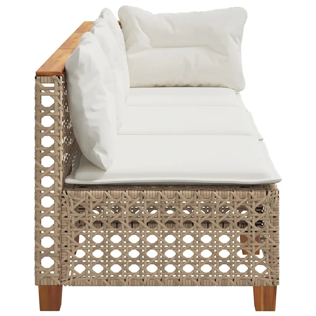 Divano da Giardino con Cuscini a 3 Posti Beige in Polyrattan