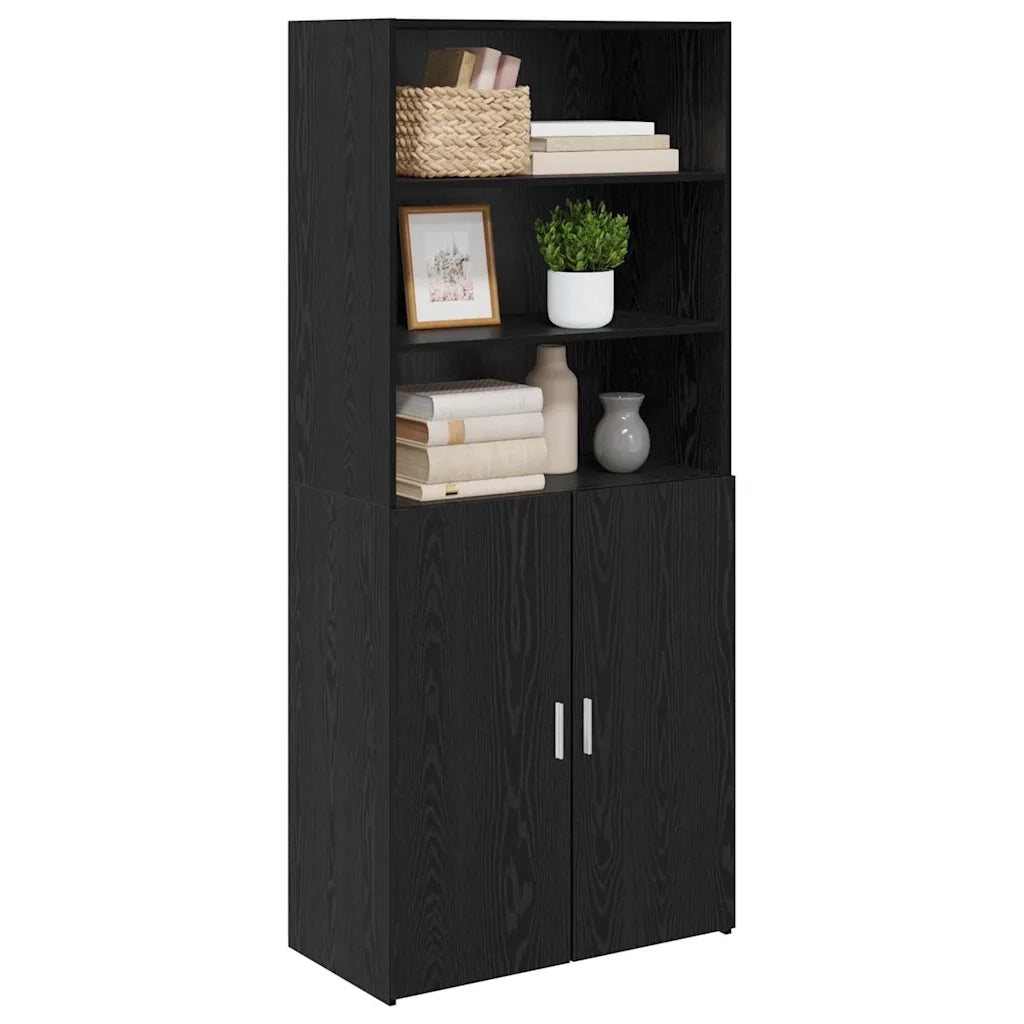 Credenza-Buffet-Armadio da cucina Rovere Nero 80 x 42,5 x 185 cm Legno multistrato
