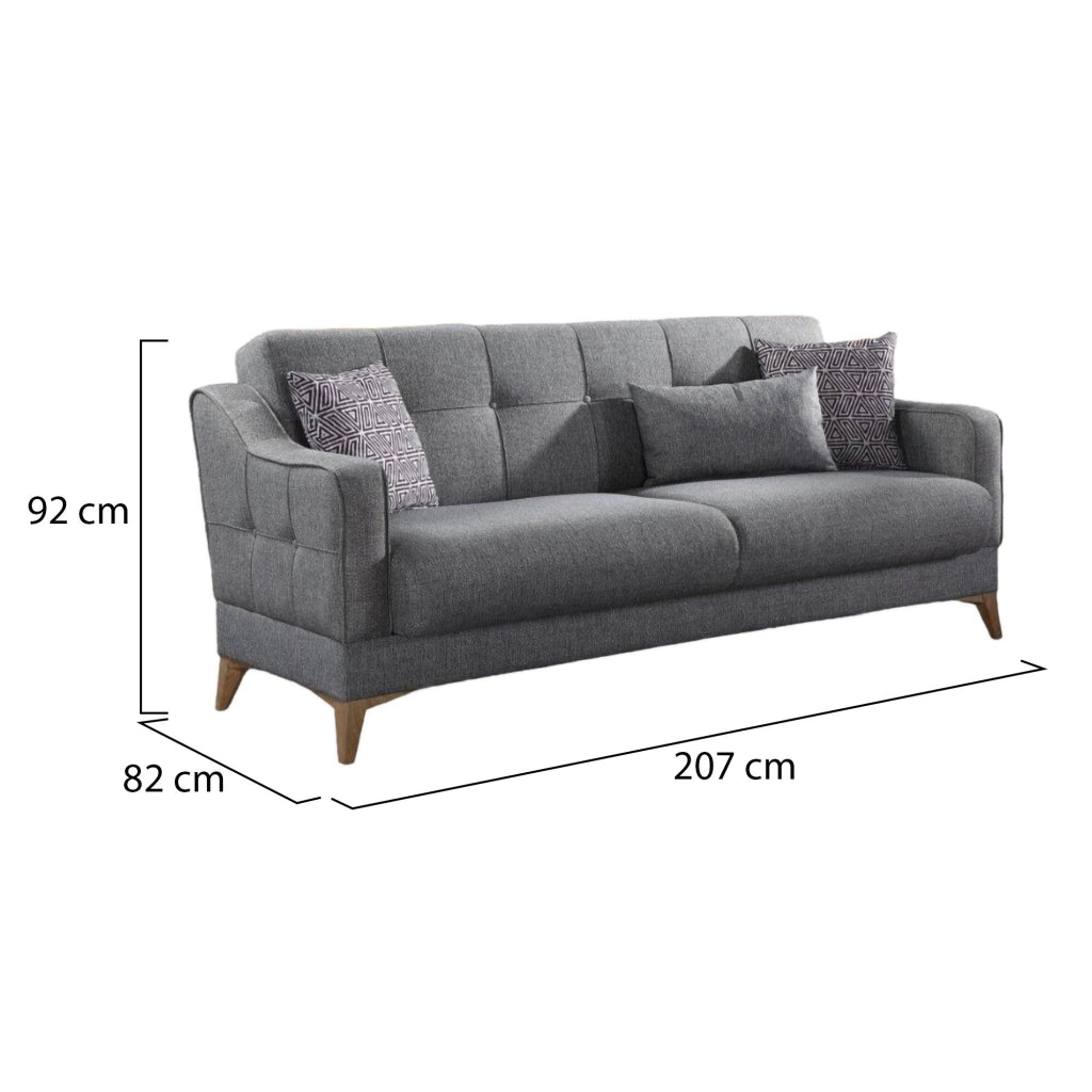 Argia, Divano Letto 3 Posti Contenitore, 82x207 cm Nero