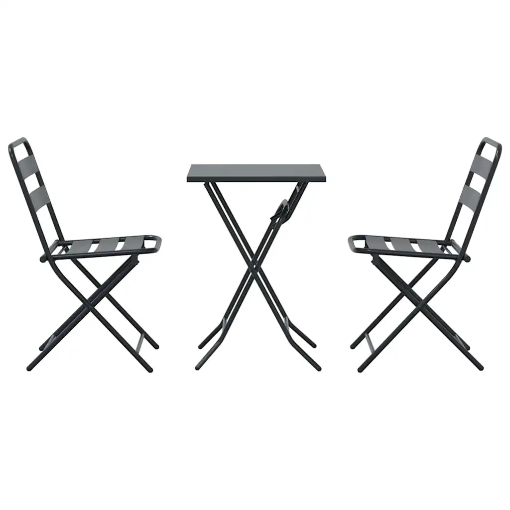 Set Bistro da Giardino 3 pz | Set Salotto da Giardino Antracite Acciaio