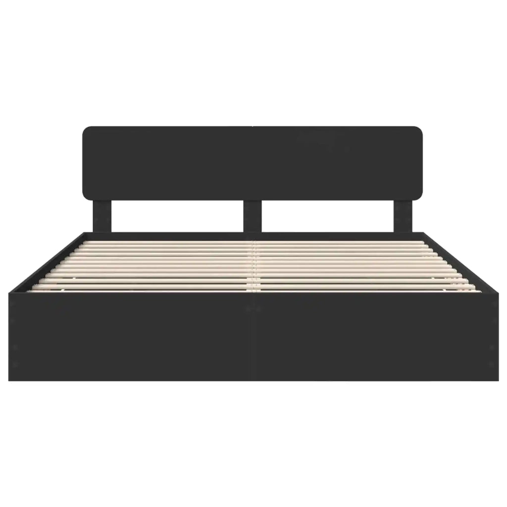 Struttura del letto-Giroletto Nero 200 x 200 cm Legno ingegnerizzato 760300