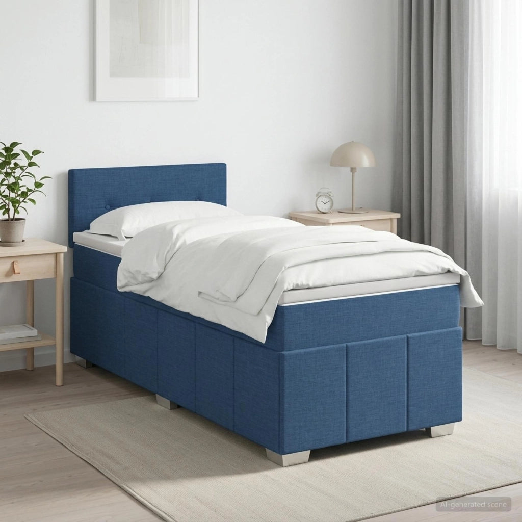 Letto box spring con materasso Blu 100 x 200 cm Tessuto 3451149