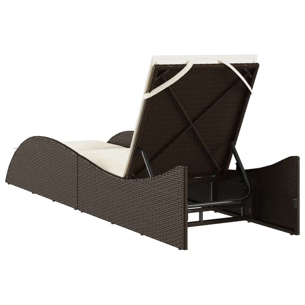 Lettino Prendisole | Sdraio da giardino | Lettino da sole con Cuscino Marrone 60x205x73 cm Polyrattan