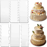 Set di 6 schegge decorative per torte in acril trasparente - spatola grande per glassatura e lama per bordo per progetti di burro, glassa, mousse e pasticceria (set di 2)
