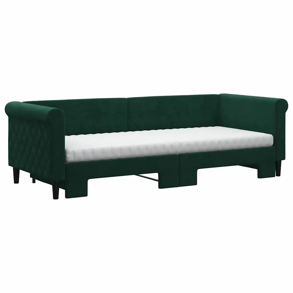 Divano Letto Estraibile Materassi Verde Scuro 80x200 Velluto