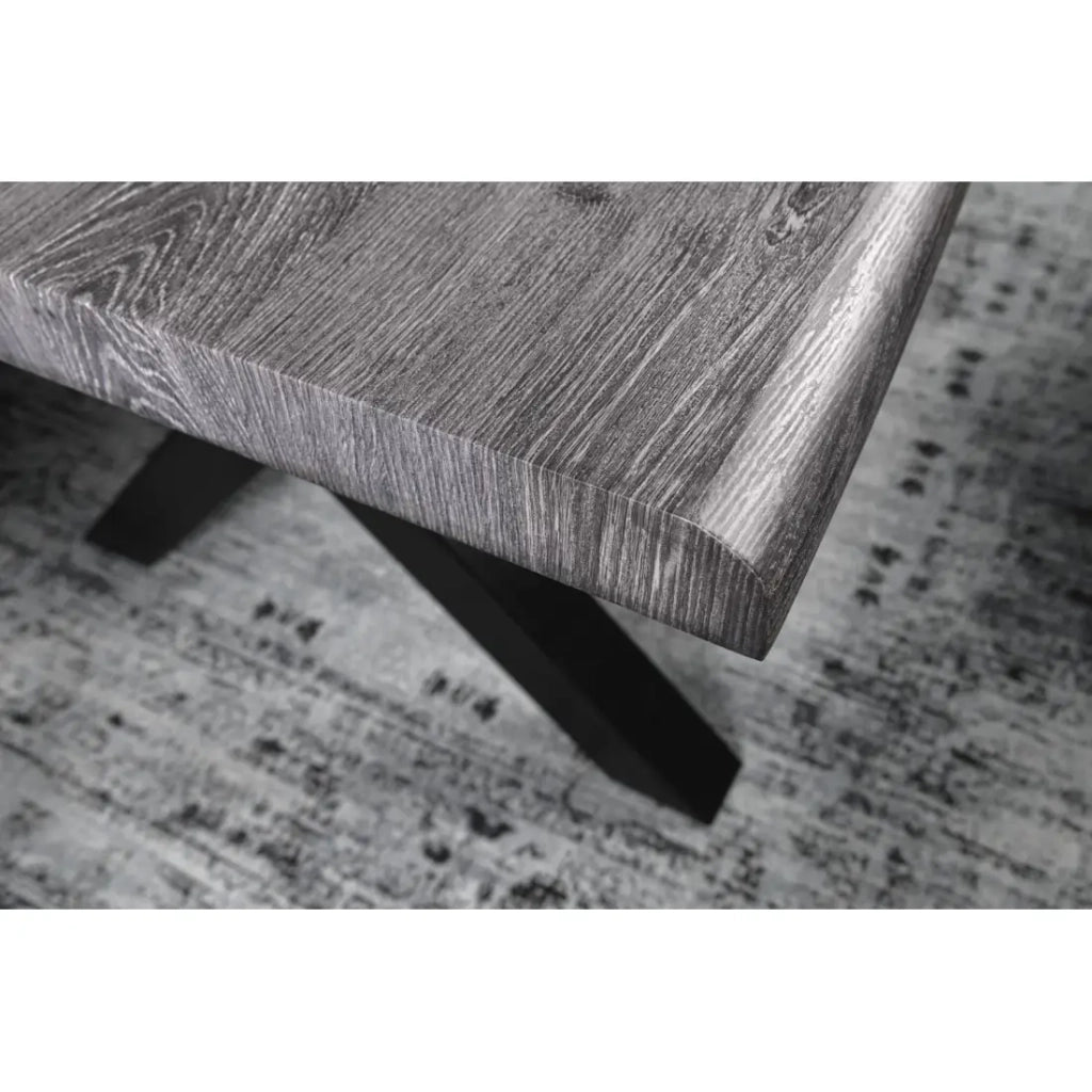 Tavolo da pranzo RIVET 180 cm in legno grigio e metallo nero
