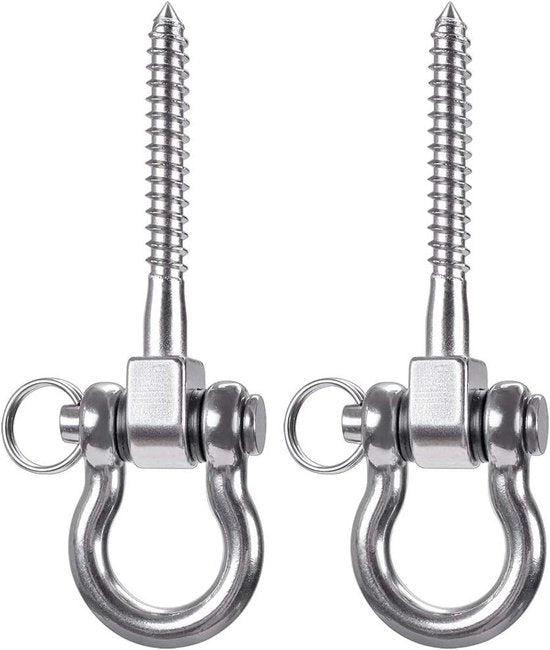 Fissi Antiruggine 304 Acciaio Inossidabile Fermo Telaio Resistente - Set a 2 pezzi - 180° Oscillazione - 800kg Capacità - Funivia Yoga - Corda Web Sedile Zaino Borsa - Set di Giocattoli per la Veranda
