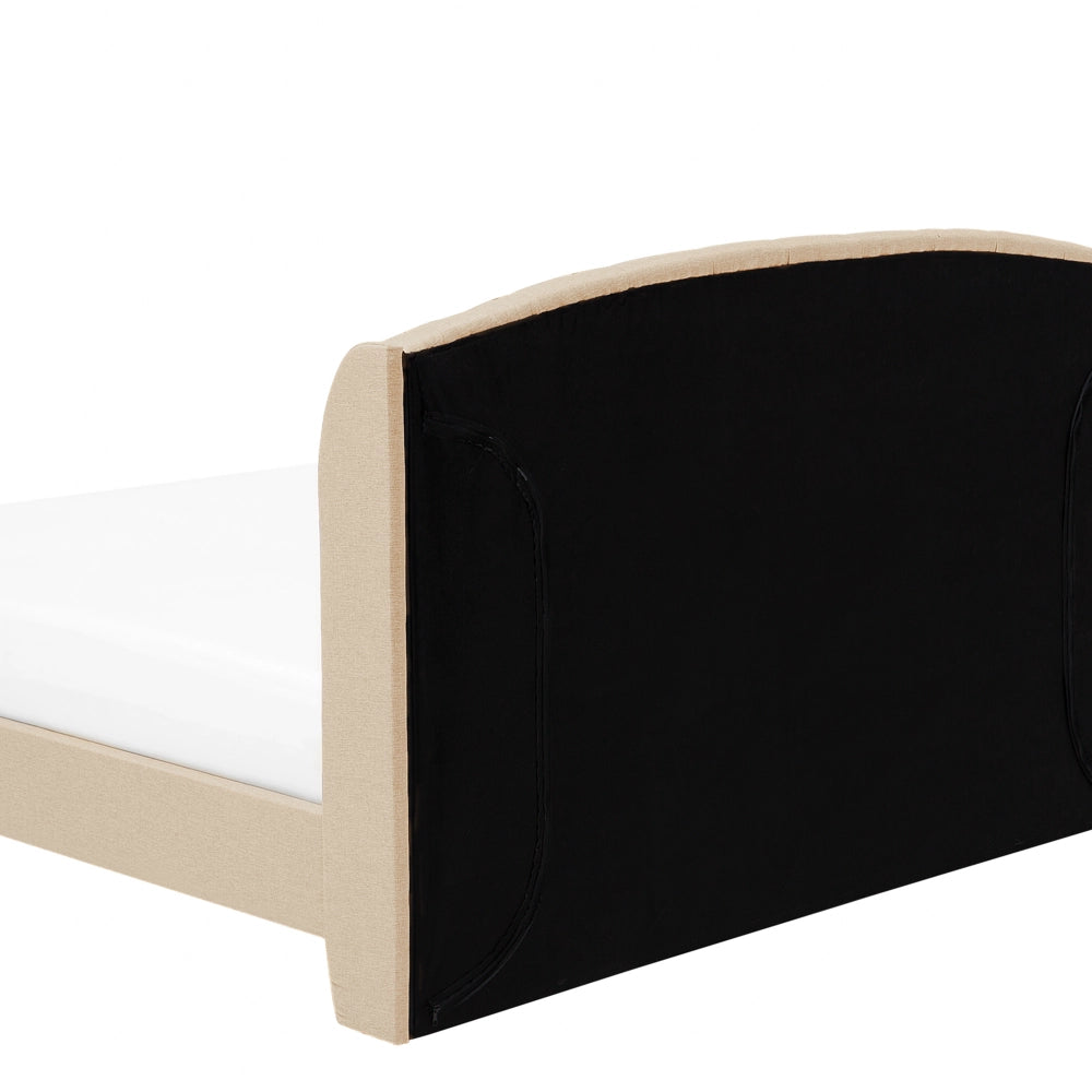 Letto a doghe Tessuto in poliestere beige Poggiatesta imbottito trapuntato 160 x 200 cm Design moderno