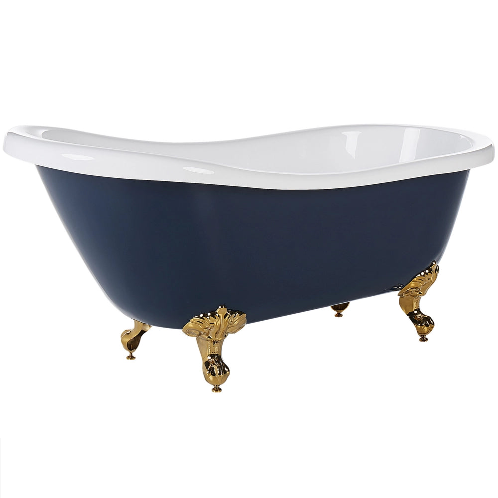 Vasca da bagno in acrilico sanitario blu e dorato 170 x 76 cm vasca autoportante con piedini design retrò tradizionale