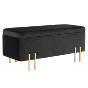 Panca contenitore 100x40x42 cm nera in tessuto e metallo per ingresso