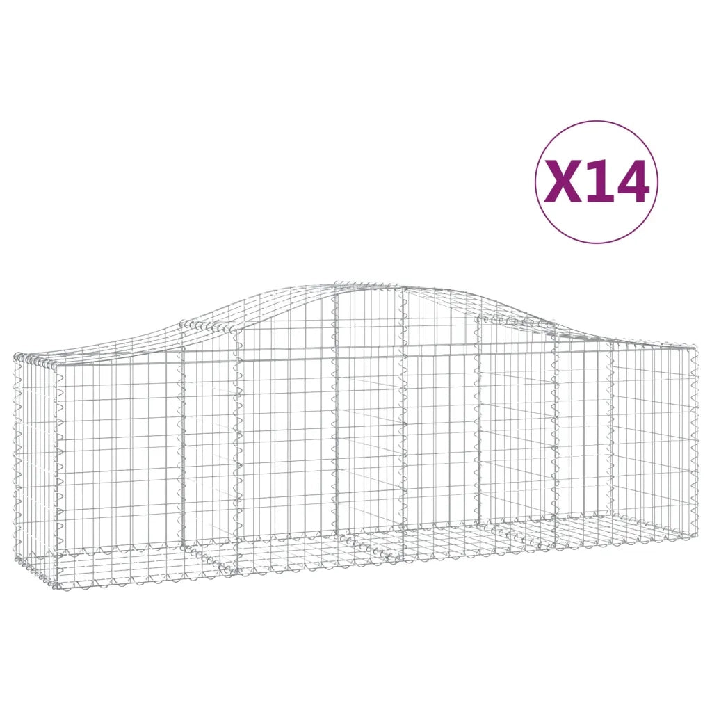 Cesti Gabbioni ad Arco 14 pz 200x50x60/80 cm Ferro Zincatocod mxl 75975