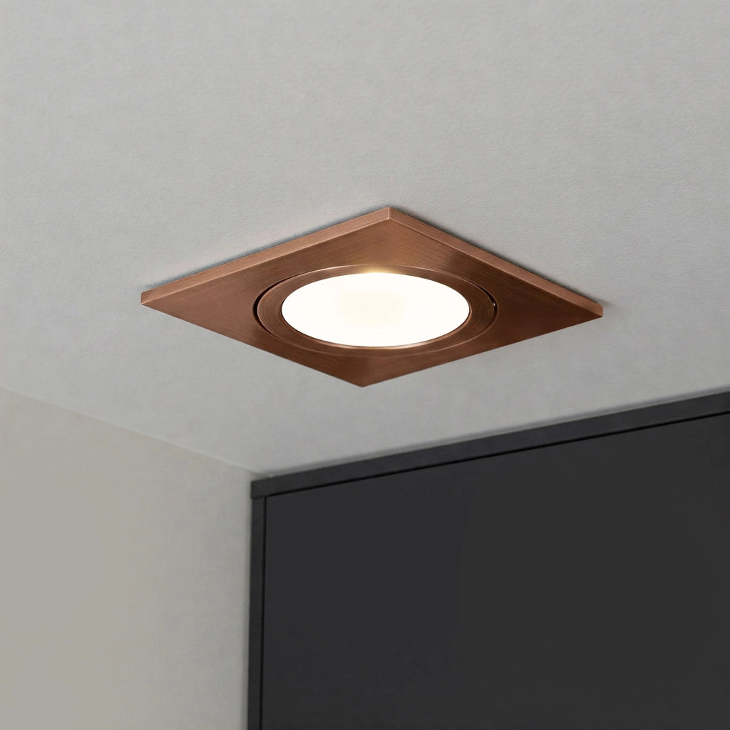 Faretto ad incasso LED 8W GU10 rame quadrato foro 70mm moderno orientabile luce soffitto corridoio soggiorno RAME 4000K