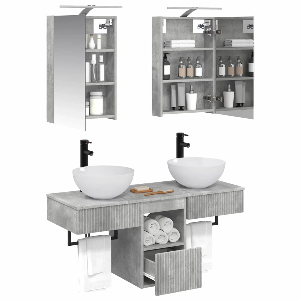 Set di Armadi da Bagno 5 pcs Grigio Cemento 40 x 10,5 x 60,5 cm 3406274