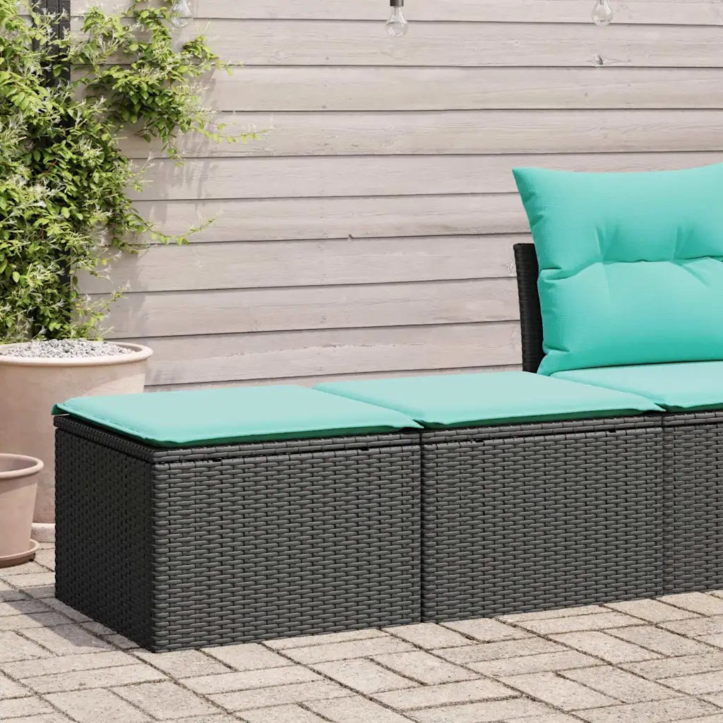 Set Divani da Giardino con Cuscini 2 pz | Set Salotto da Giardino Nero Polyrattan Acacia