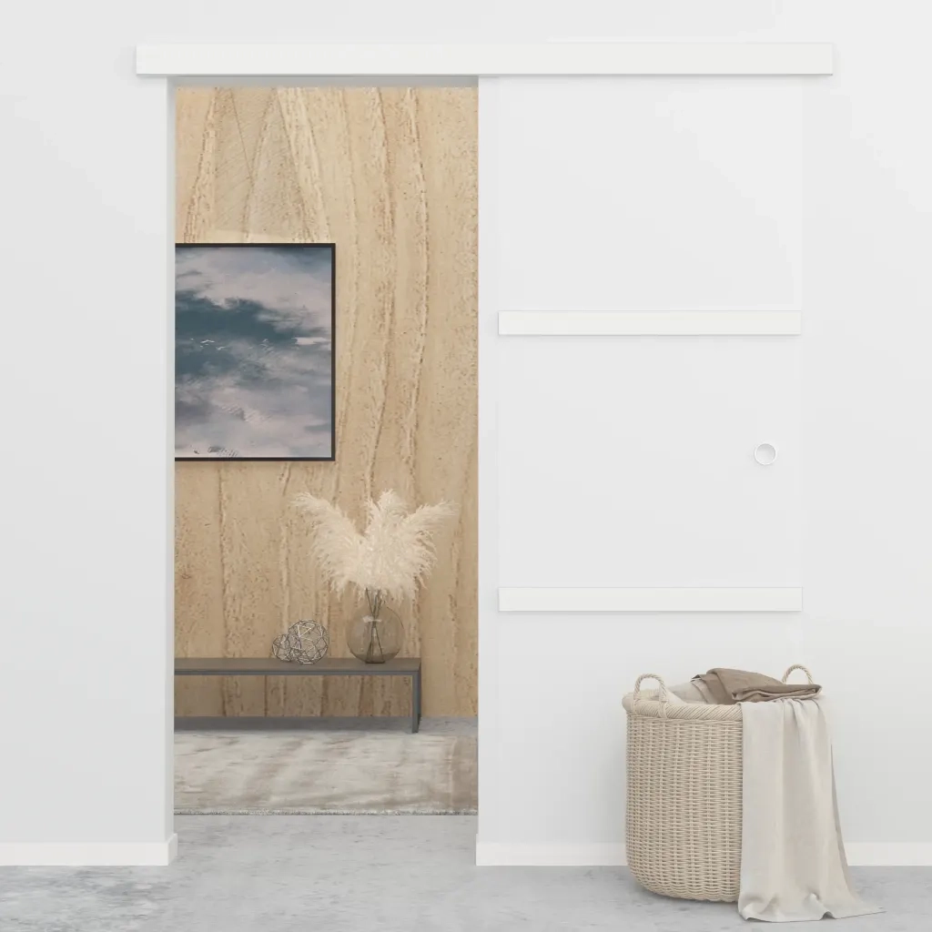 Porta Scorrevole Fermi Vetro ESG e Alluminio Argento 76x205 cm 288055