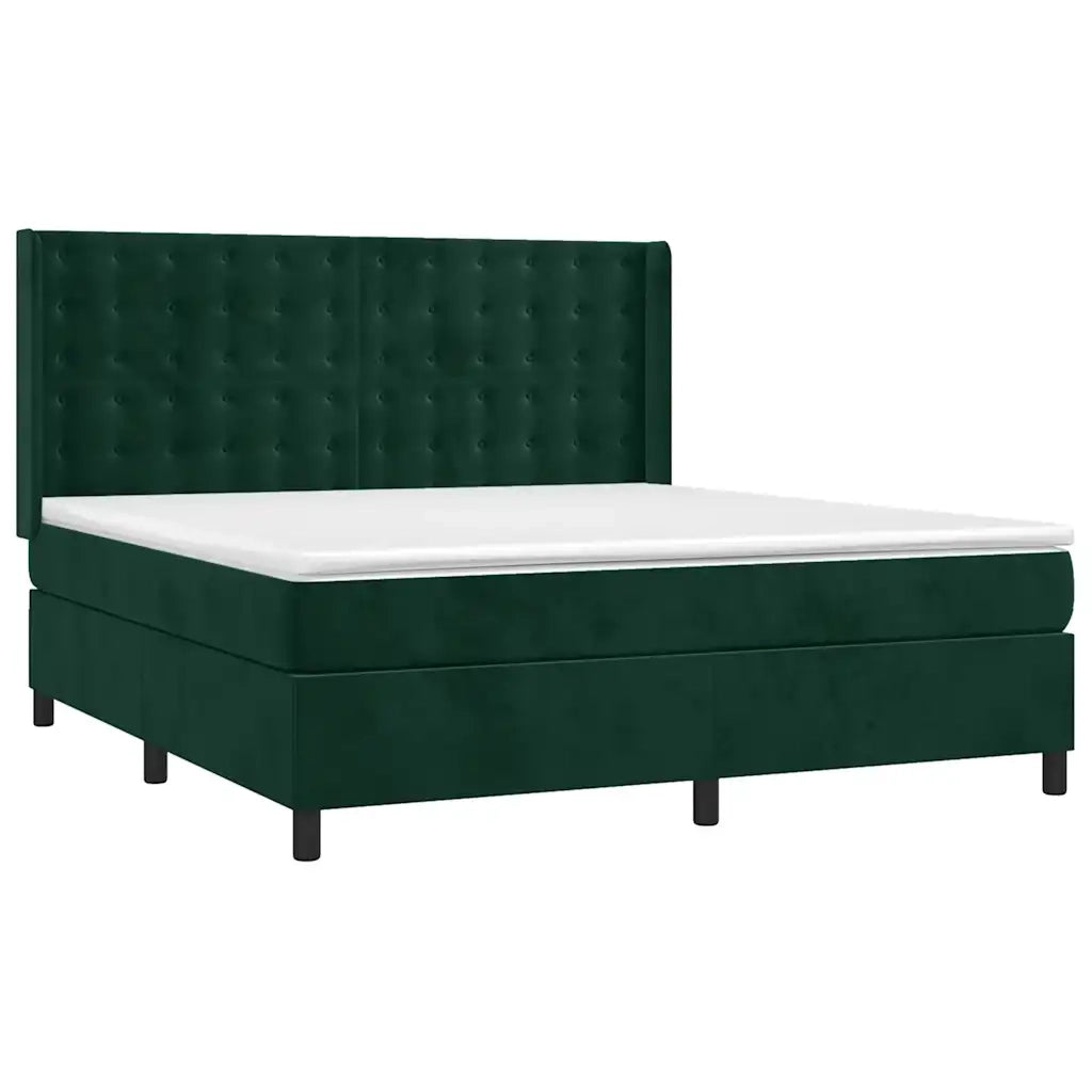 vidaXL Giroletto a Molle con Materasso Verde Scuro 180x200 cm Velluto