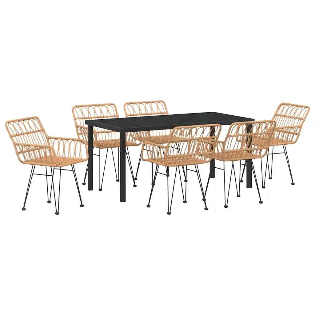 Set da Pranzo per Giardino 7 pcs Marrone 3379181