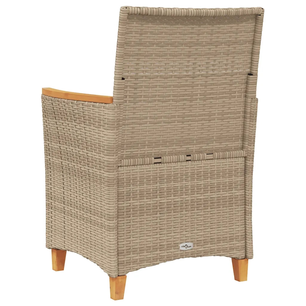 Sedie Giardino con Cuscini 2 pz | Sedie da Esterno Beige Polyrattan Legno Massello