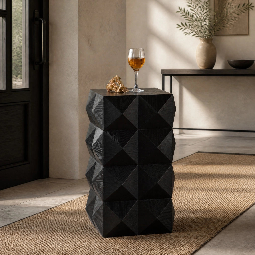 TAVOLINO Vintage 68,5x44x43,5 cm Legno Massello e MDF Nero, Pronto all'uso