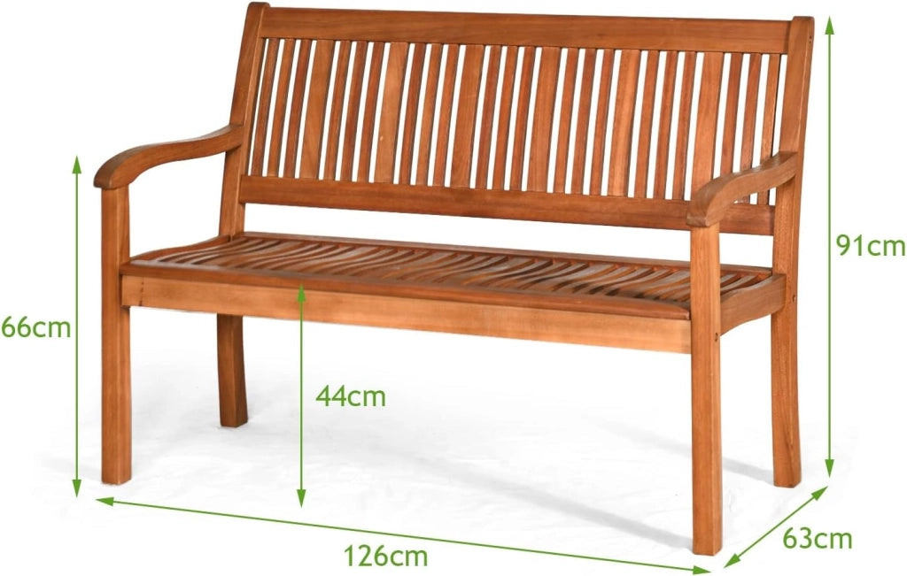 Panchina da Esterno in Legno a 2 Posti, Panchina da Parco Resistente alle Intemperie a 2 Posti, Panca da Giardino in Legno Massiccio da 360 kg,126x63x91 cm, Naturale