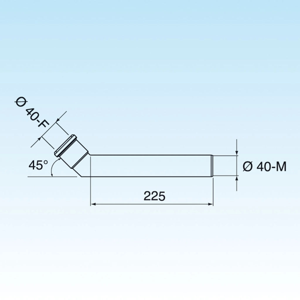 PROLUNGA JOLLY CURVA 45  ° DIAM. 40X225- Diam. 40 x 225 mm- LIRA