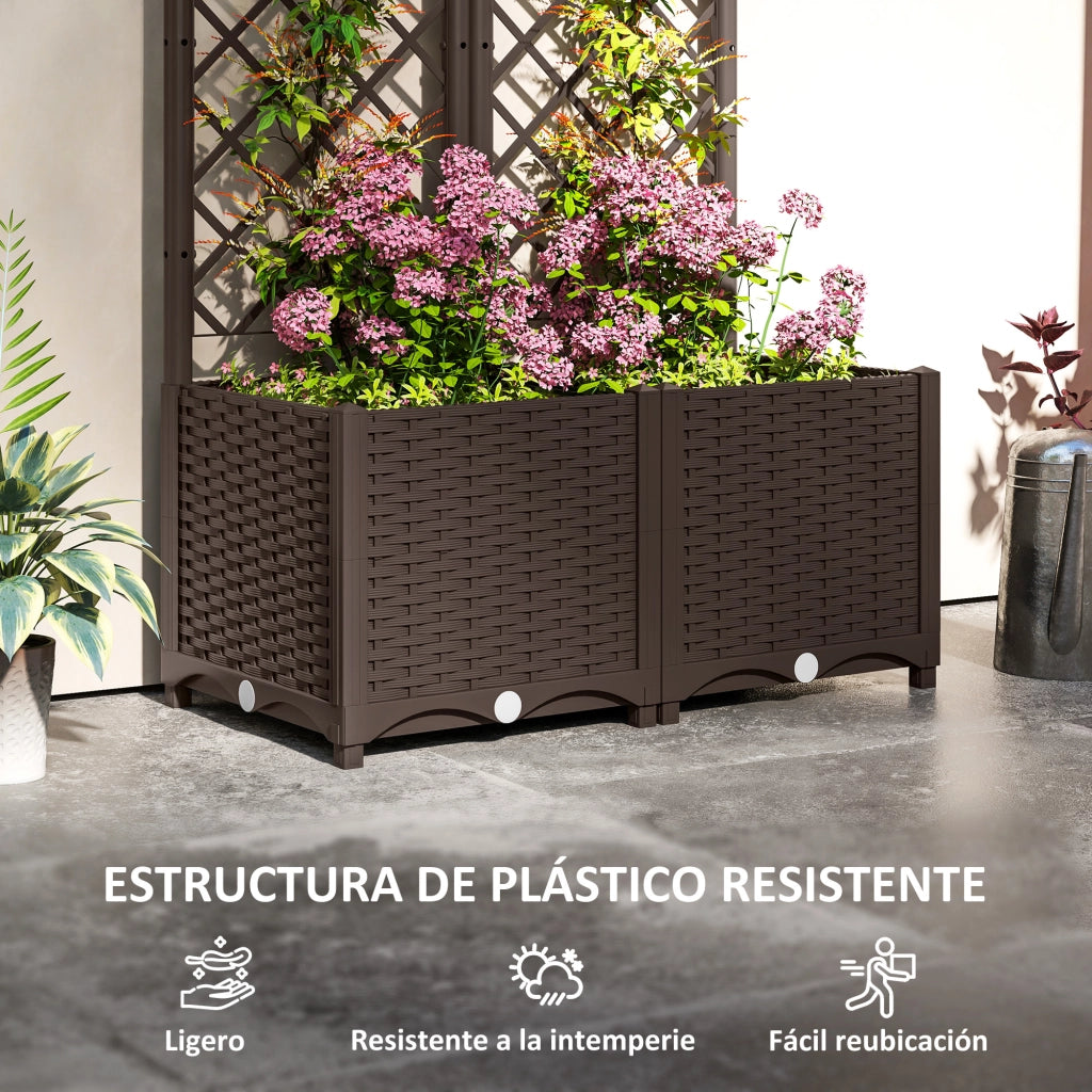Vaschetta con griglia plastica per rampicanti ¨C zephmum ¨C 80x40x135 cm marrone