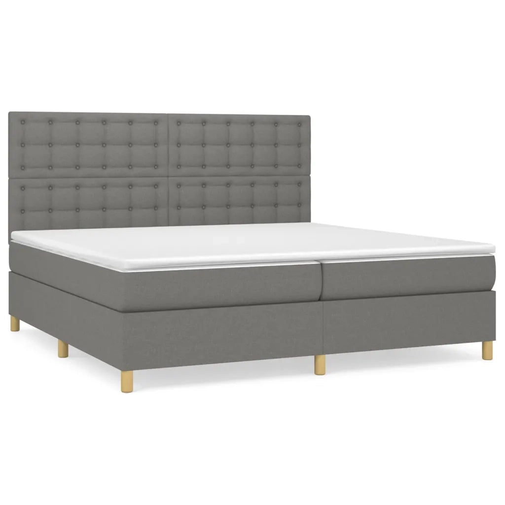 Giroletto a Molle con Materasso Grigio Scuro 200x200 cm Tessuto 3142682