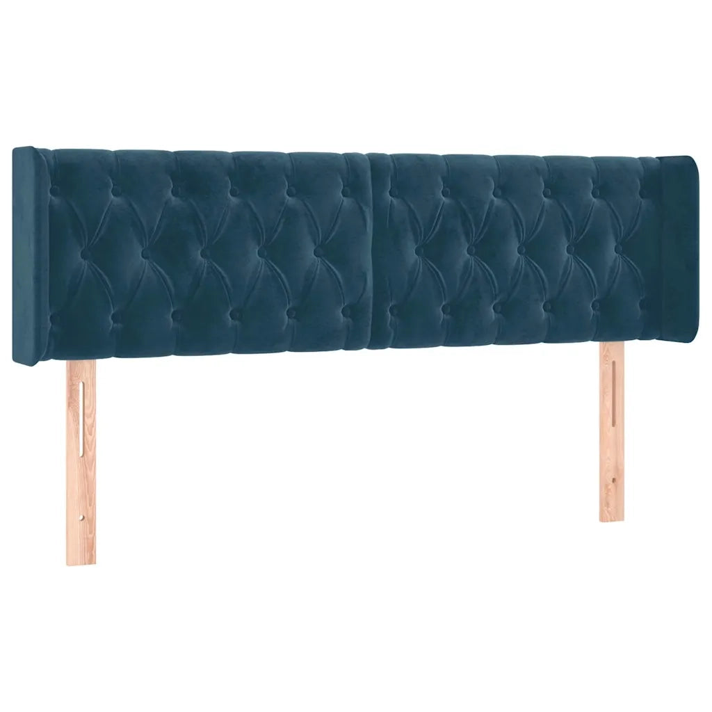 Testiera ad Orecchio-Testata con Orecchie Blu Scuro 163x16x78/88 cm in Velluto 991062