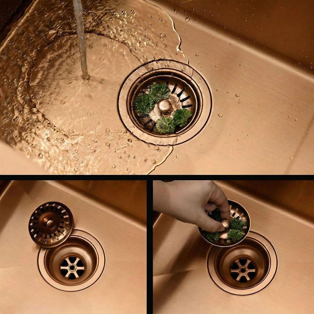 Lavello In Acciaio Leo 50 Brush Copper con rubinetto da cucina