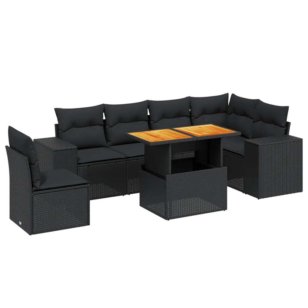 Set Divani da Giardino con Cuscini 7pz Nero Polyrattan 3272658