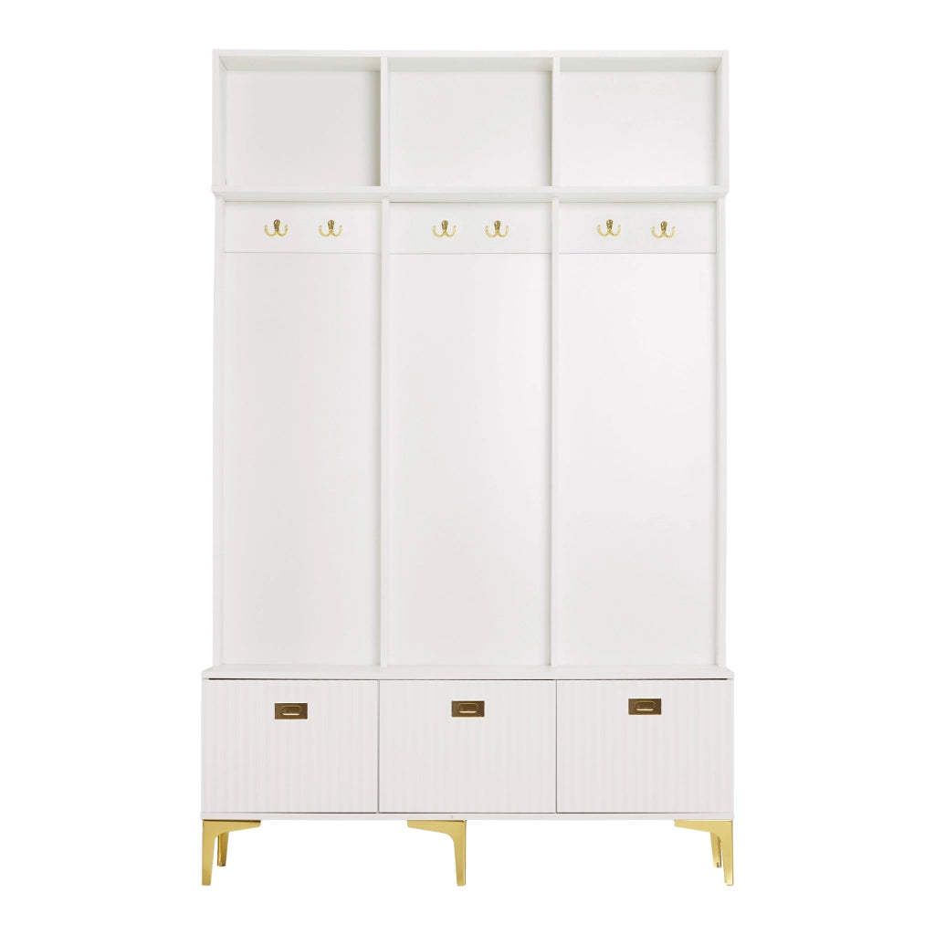 Mobile ingresso multifunzionale con panca, armadio guardaroba e scarpiera, bianco, 120 x 23,5 x 191,5 cm