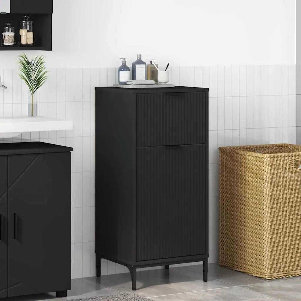Mobile da Bagno con cassetto con porta Nero 39,5 x 36 x 88 cm 883395