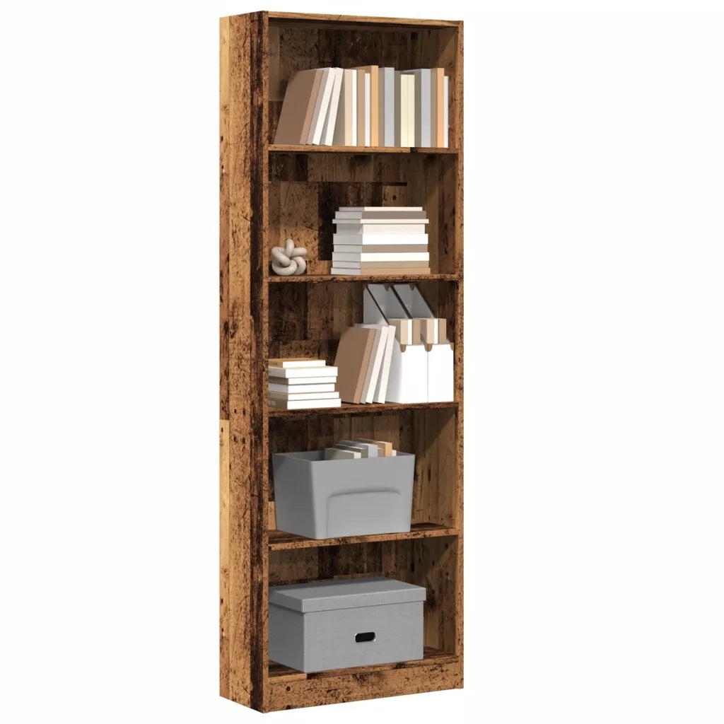 Libreria-Scaffale per Libri-Mobile di Stoccaggio Legno Antico 60x24x176 cm in Legno Multistrato