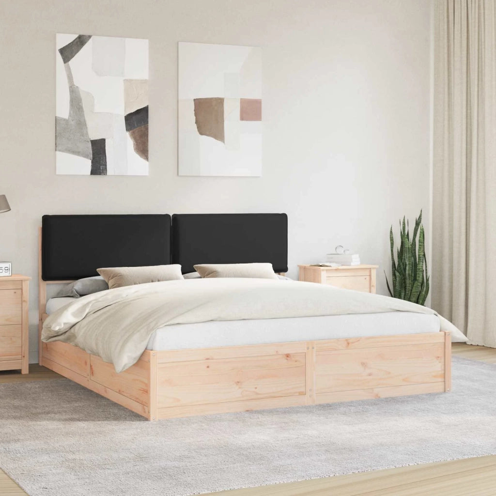 Letto con Testiera Rivestita Nero 180 x 200 cm Pino massello 3398111