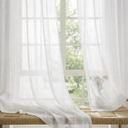 Tende a 2 pannelli 140B x 245H cm - Transparenti - Filtranti luce - 100% Poliestere - Stile lino moderno - Tende