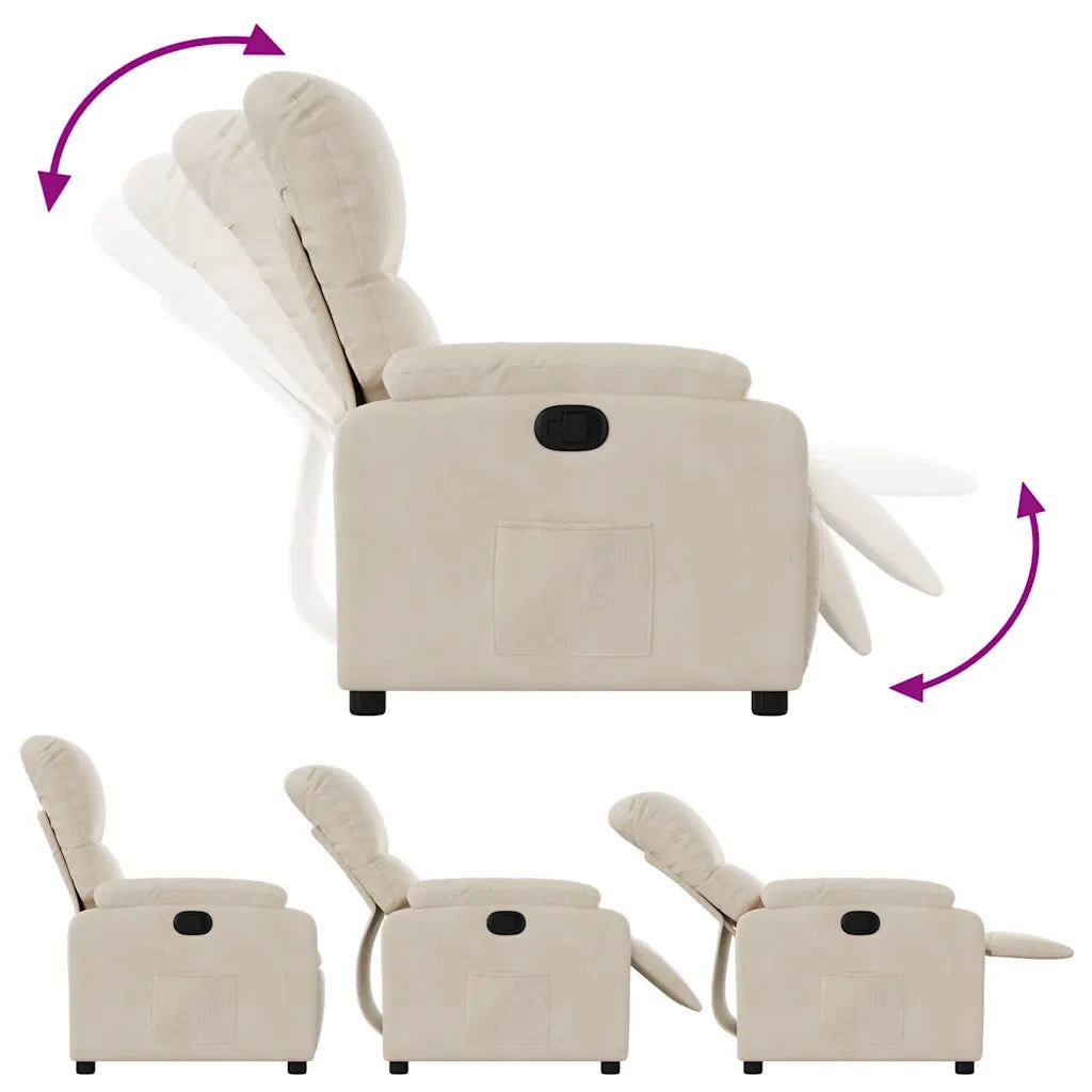 Poltrona Reclinabile Beige in Tessuto di Microfibra 373454