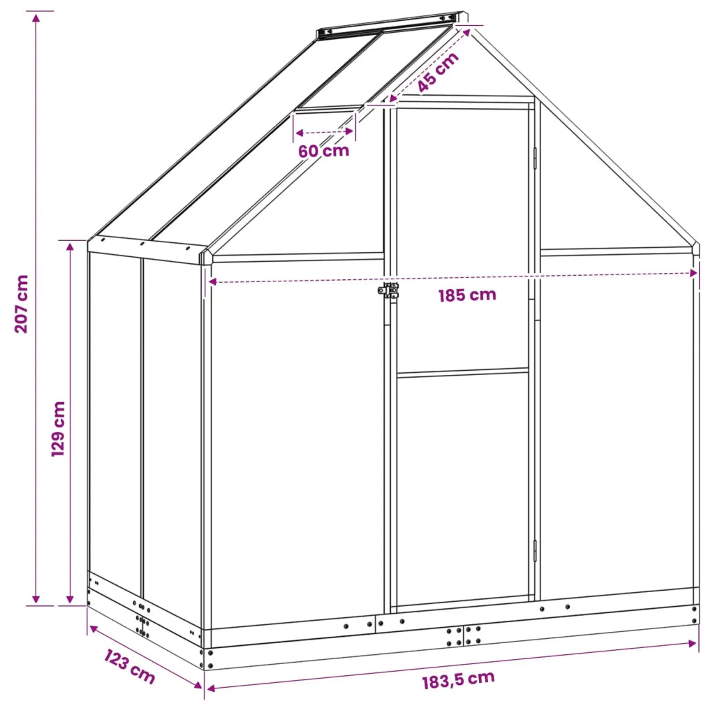 Serra da Giardino con porta Antracite 183,5 x 123 x 207 cm CFW1458633