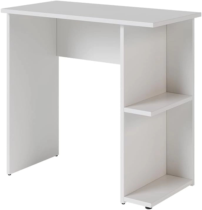 Scrivania con ripiani Simple, Bianco/Artisan, 80 x 50 cm, con due ripiani per una conservazione organizzata