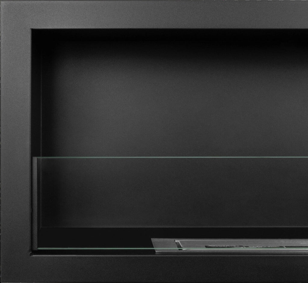 Camino a Bioetanolo da Incasso a Parete 150x15x45 cm Furore Struttura in Acciaio Nero