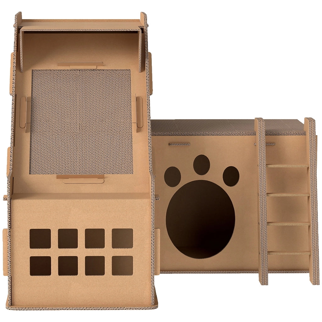 Castello Gatto Rascador 2 in 1 ¨C zephmum ¨C 67x66x57 cm Marrone