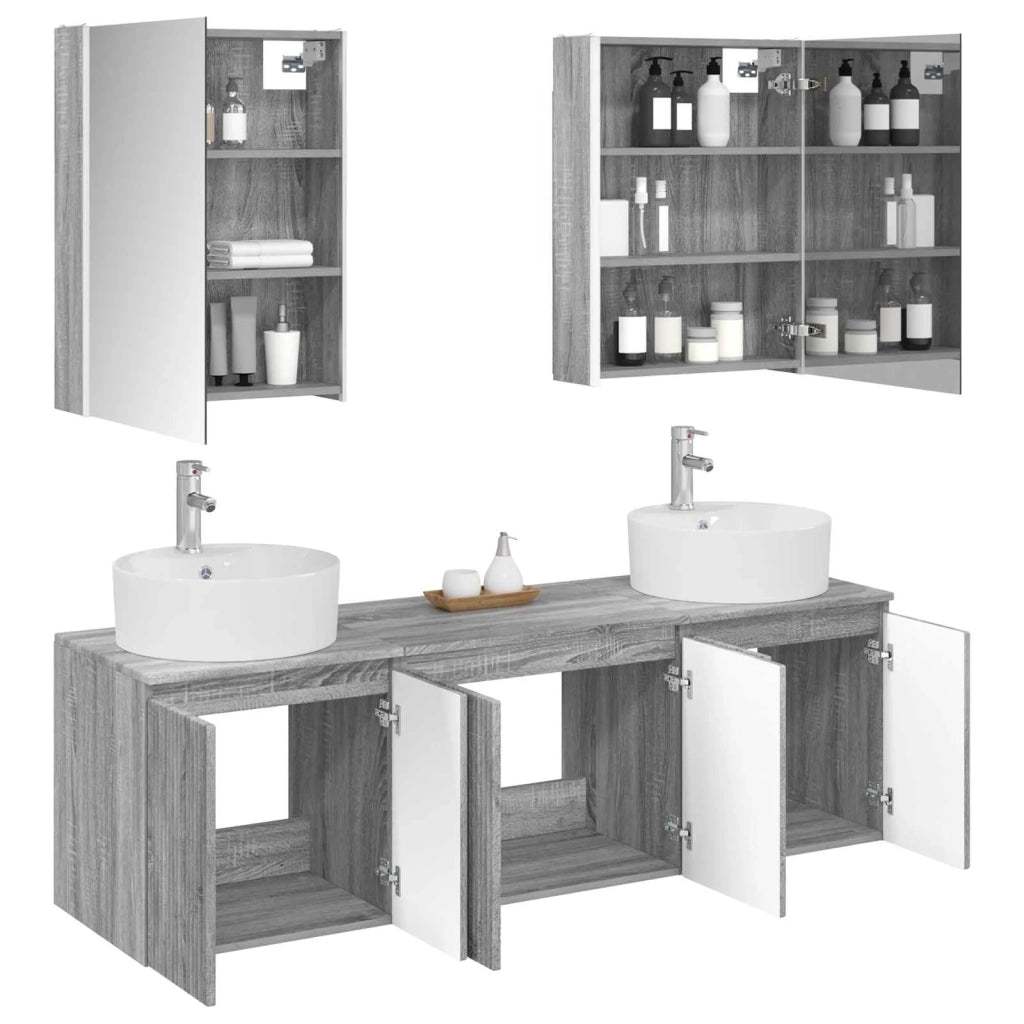 Set di Armadi da Bagno 5 pcs Sonoma grigio Legno ingegnerizzato 3406452