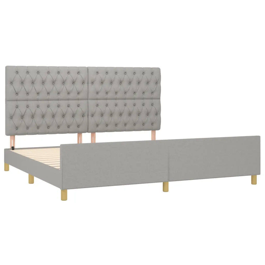 Giroletto con Testiera Grigio Chiaro 200x200 cm in Tessuto 3125324