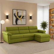 Ceto, Divano Fisso con Penisola Sfoderabile Made in Italy, 285x160 cm Verde