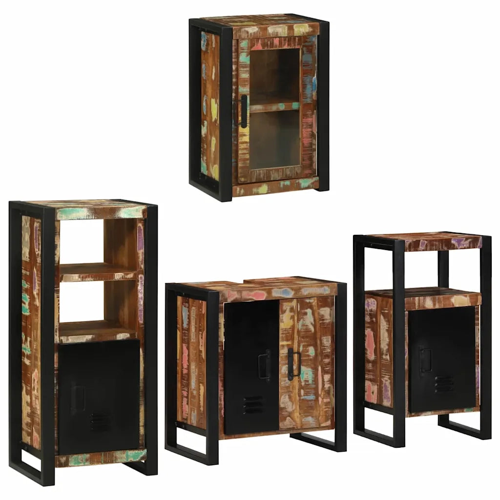 Set di mobili per il bagno 4 pcs Legno massello riciclato