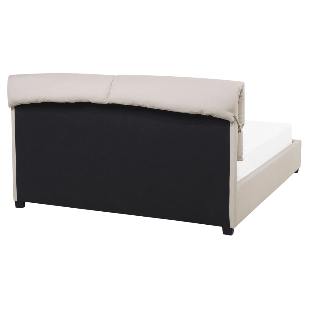 Letto ad acqua imbottito color crema con doghe in legno 160 x 200 cm stile classico elegante